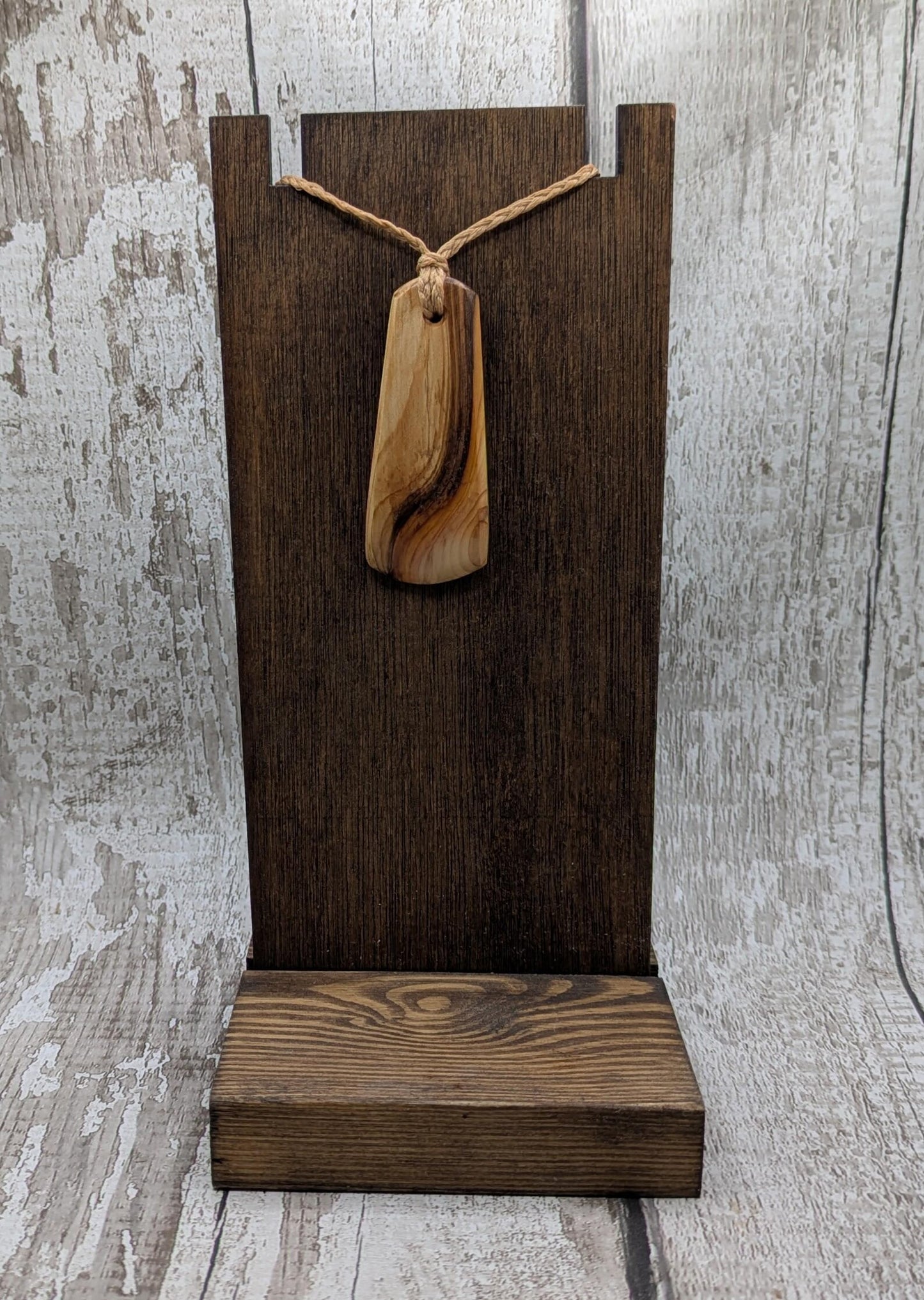 spalted yew wood Hei toki adze styled pendant - Handcrafted British jewellery, Māori inspired nature talisman, eco friendly.