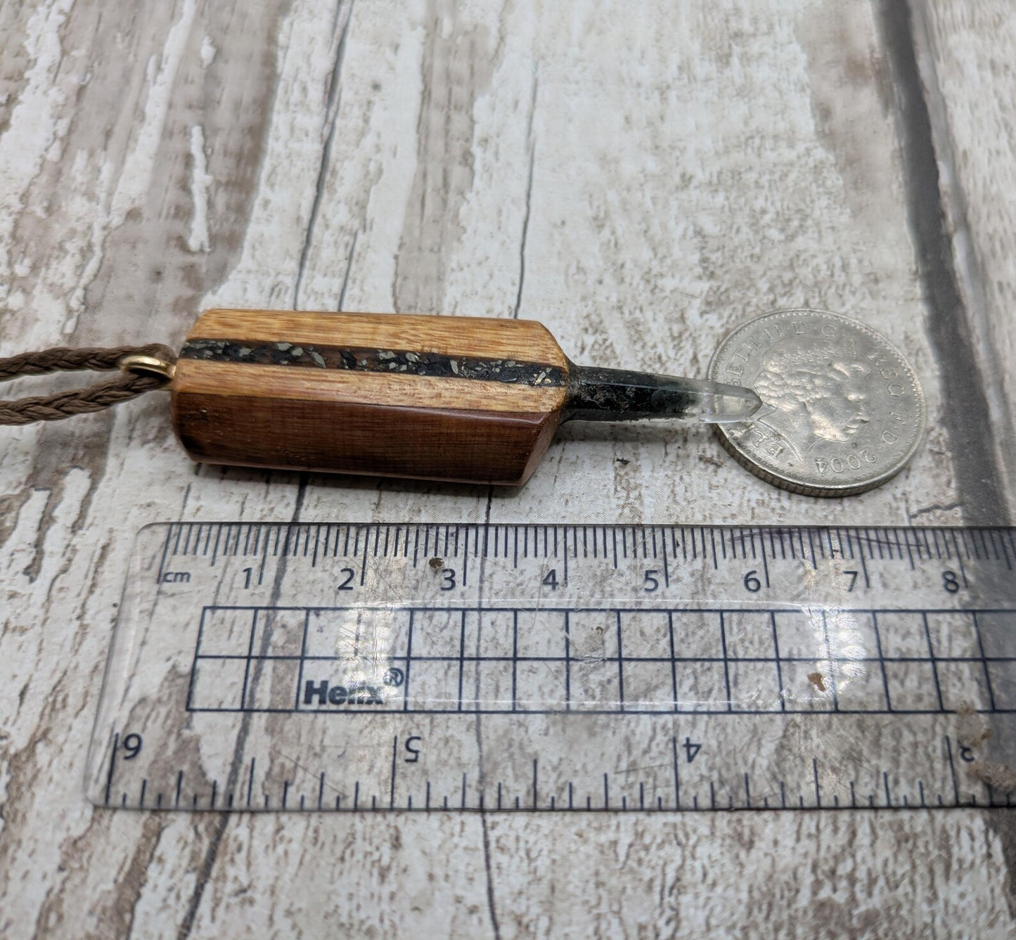 Swamp Kauri Ancestor Key Pendant – Dual Inlay Codex Wand with Black Tourmaline, Garnet, Fossil Specimen, Quartz Point, Ancestral Connection.