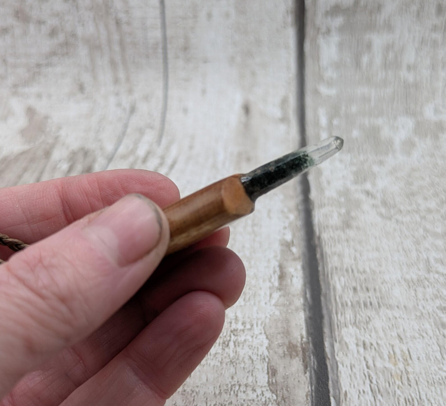 Swamp Kauri Ancestor Key Pendant – Dual Inlay Codex Wand with Black Tourmaline, Garnet, Fossil Specimen, Quartz Point, Ancestral Connection.