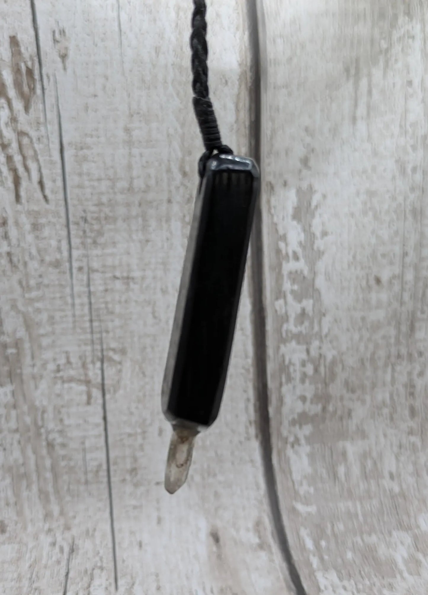 Fenland Bog Oak Synergy Key Pendant – Pāua, Selenite, Hiddenite & Quartz Wand – Vibrational Tool for Lightwork & Spiritual Activation
