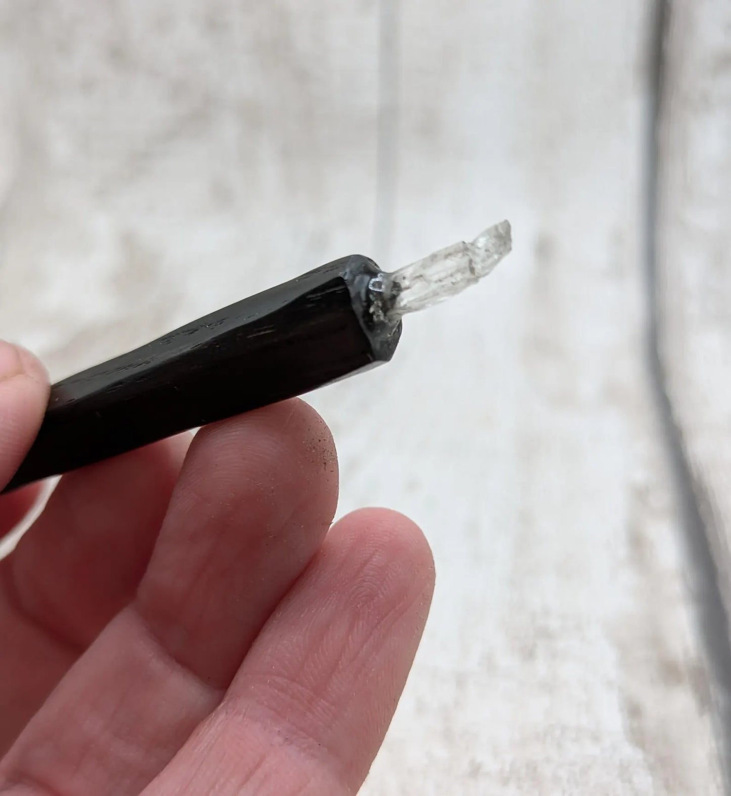 Fenland Bog Oak & Hiddenite Mini Wand Pendant – High Vibrational Energy Tool, Grounding and Transformational Stone for Spiritual Growth.