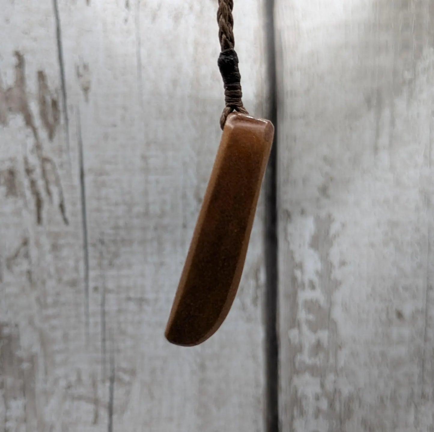 NZ Swamp Kauri Hei Toki Adze Pendant with Aotea Stone, Fuchsite and Blue Kyanite Inlay, Recycled Wood Spiritual Necklace