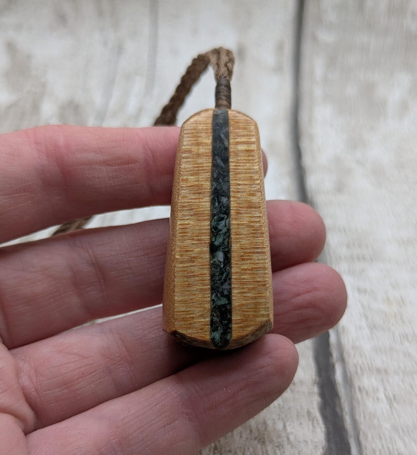 NZ Swamp Kauri Roimata Pendant with Mixed Pounamu Inlay, Māori-Inspired Hei Roimata Necklace, Spiritual Healing Wood Jewellery