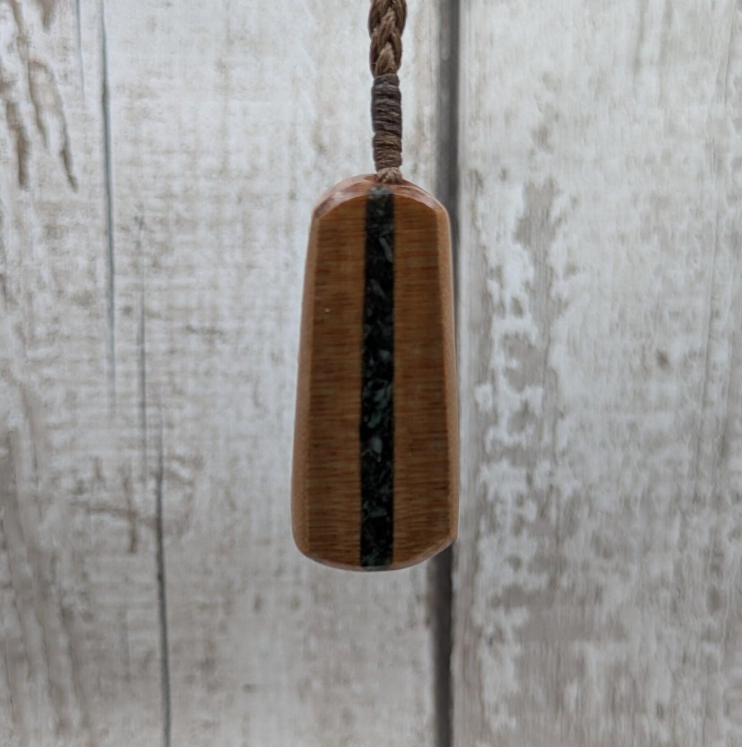 NZ Swamp Kauri Roimata Pendant with Mixed Pounamu Inlay, Māori-Inspired Hei Roimata Necklace, Spiritual Healing Wood Jewellery