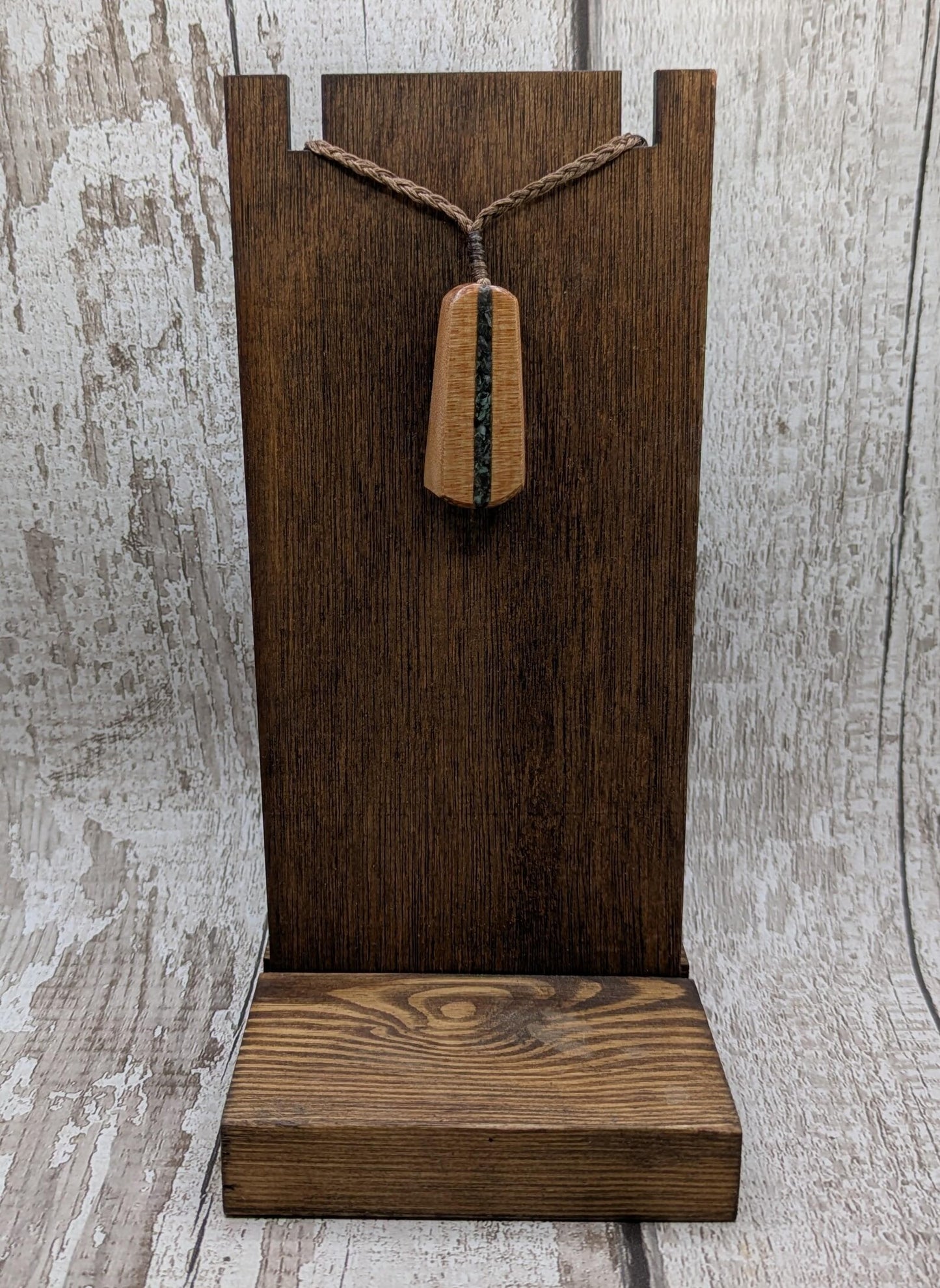 NZ Swamp Kauri Roimata Pendant with Mixed Pounamu Inlay, Māori-Inspired Hei Roimata Necklace, Spiritual Healing Wood Jewellery