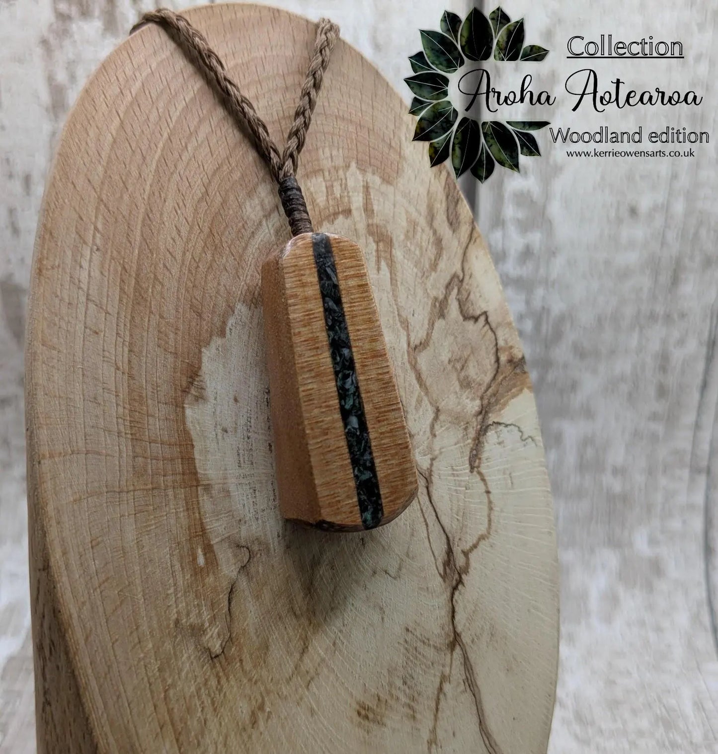 NZ Swamp Kauri Roimata Pendant with Mixed Pounamu Inlay, Māori-Inspired Hei Roimata Necklace, Spiritual Healing Wood Jewellery