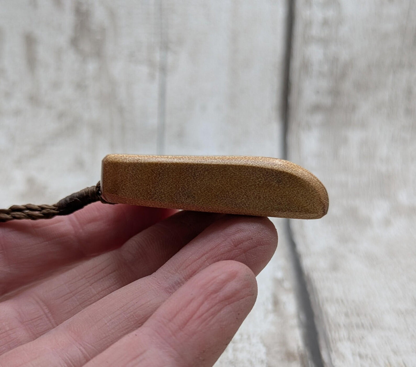 NZ Swamp Kauri Hei Toki Adze Pendant with Aotea Stone, Fuchsite and Blue Kyanite Inlay, Recycled Wood Spiritual Necklace