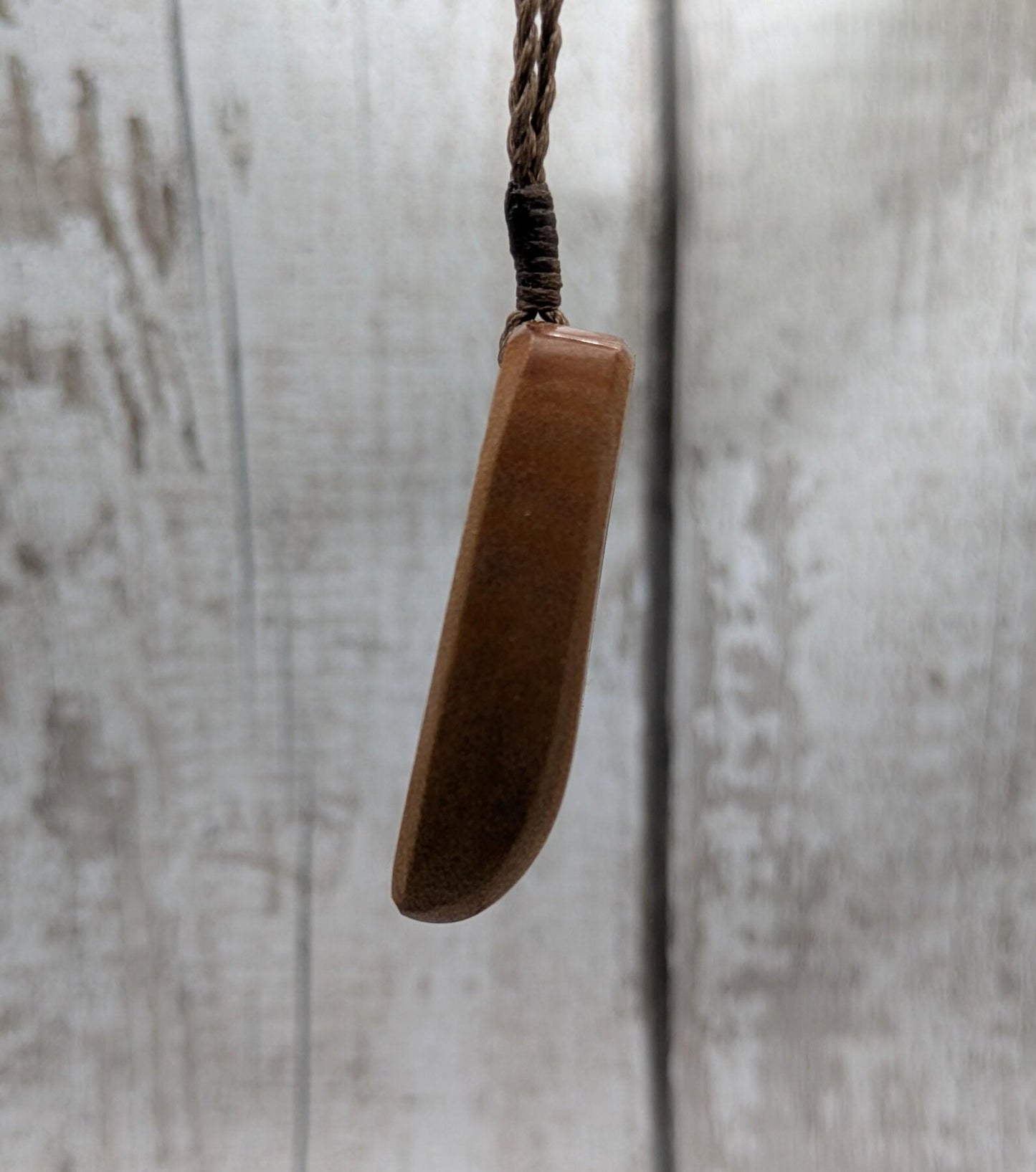 NZ Swamp Kauri Hei Toki Adze Pendant with Aotea Stone, Fuchsite and Blue Kyanite Inlay, Recycled Wood Spiritual Necklace