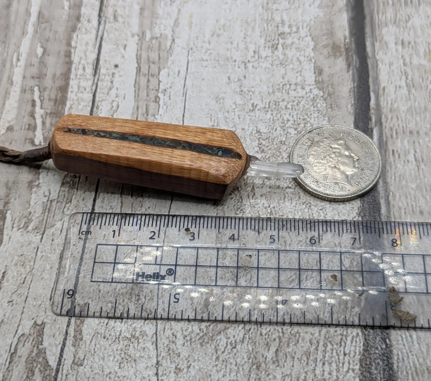 Nz swamp kauri, Pounamu, satin spar and hiddenite codex key.
