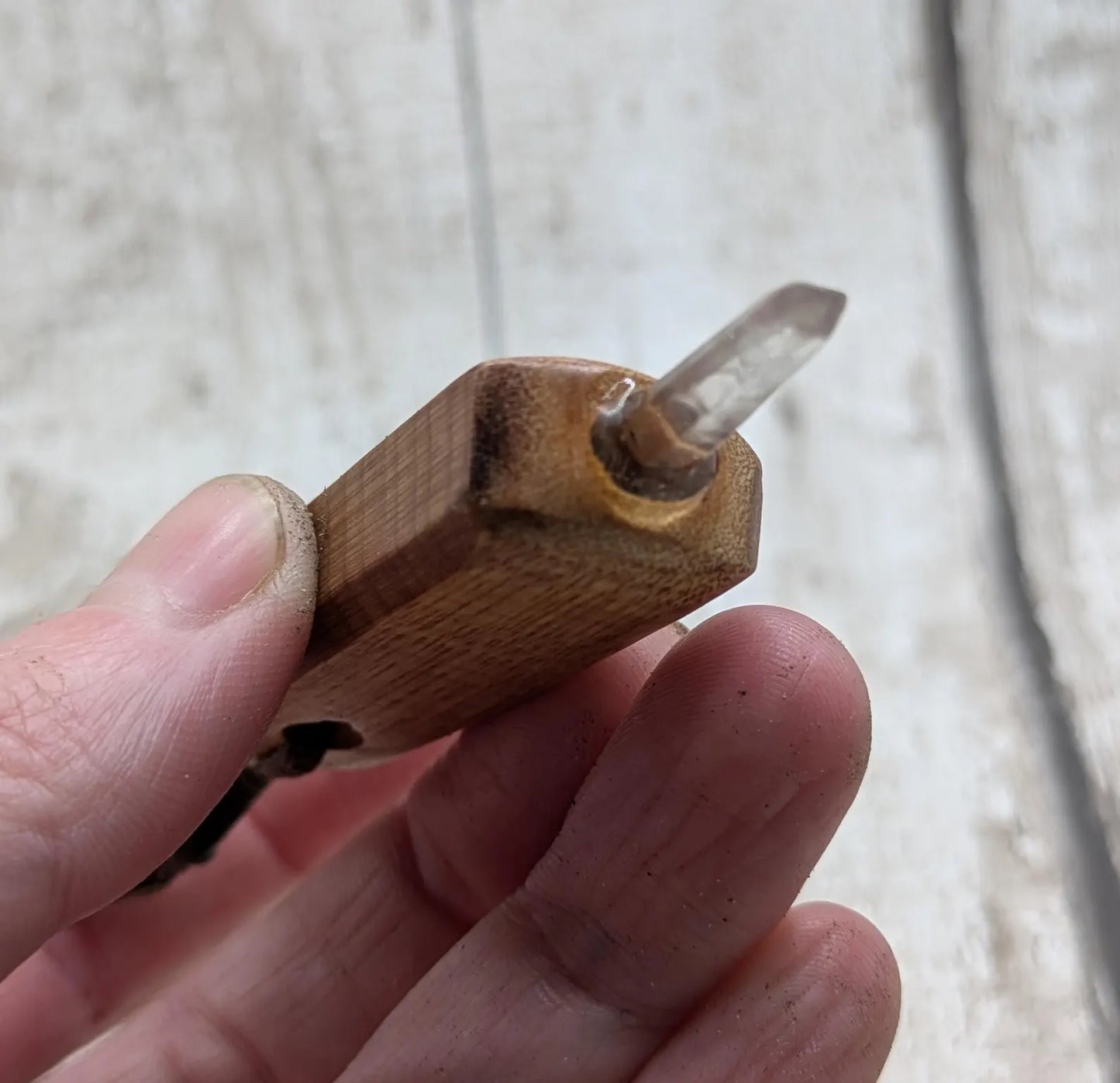 Nz swamp kauri, Pounamu, satin spar and hiddenite codex key.
