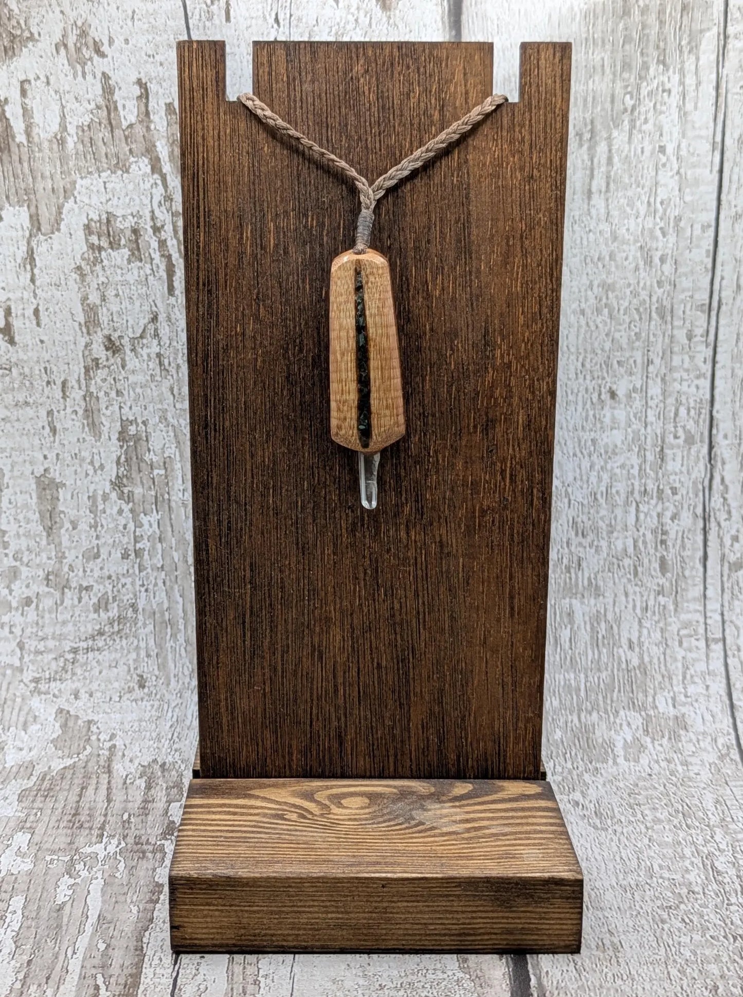 Nz swamp kauri, Pounamu, satin spar and hiddenite codex key.