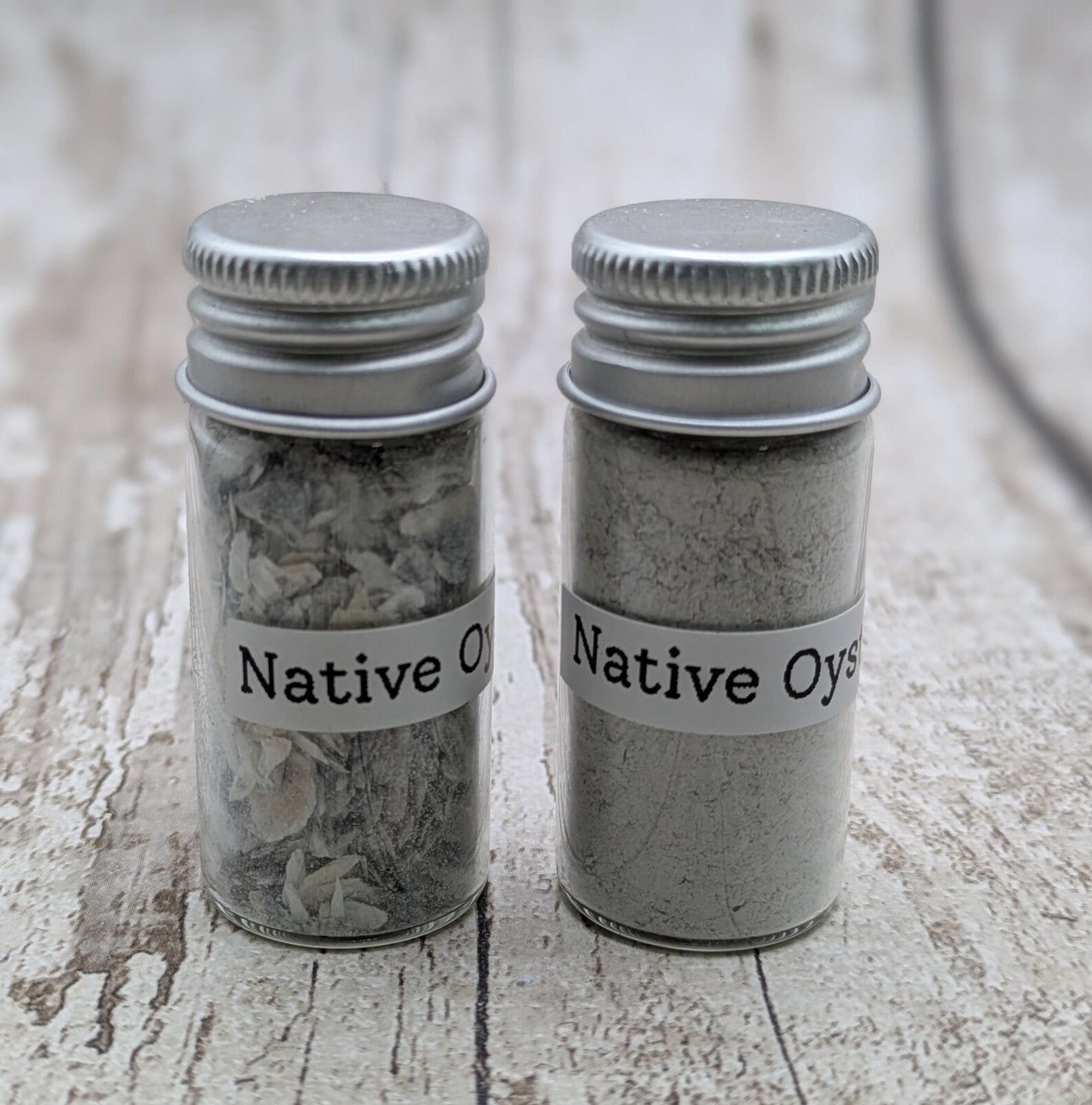 Coarse Ground Native Oyster Shell Powder – Natural Unrefined Pigment & Inlay Material – 10ml Glass Vial