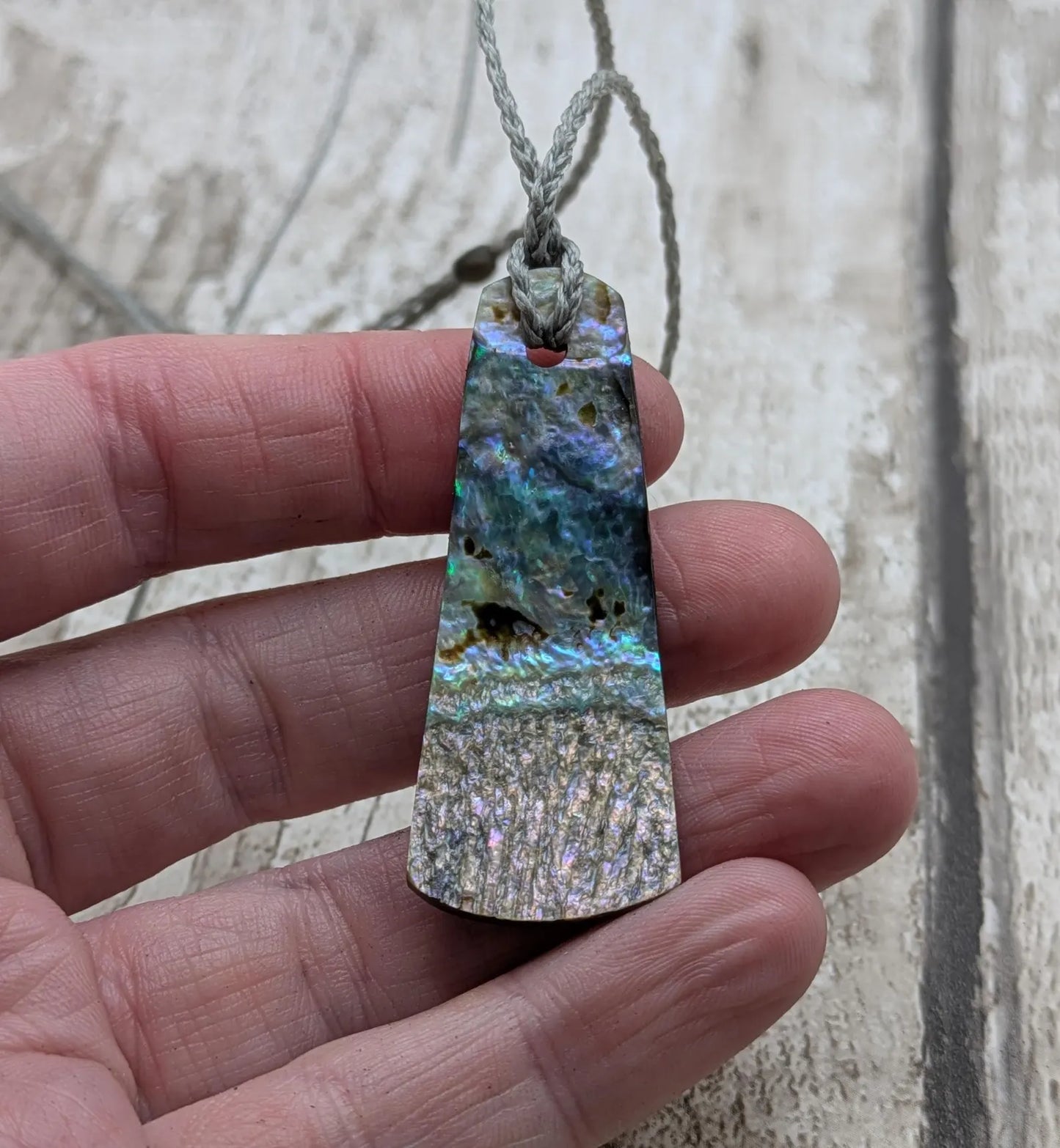 New Zealand rainbow Pāua shell pendant