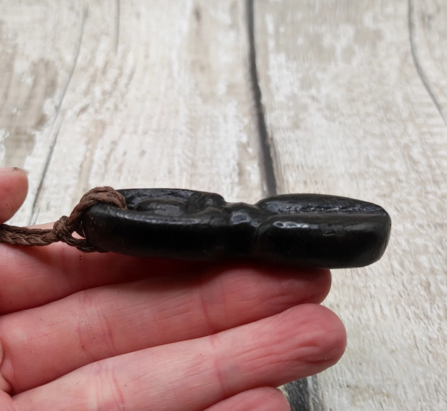 Bog Oak Goddess Pendant with Blue Kyanite & Moldavite - Handmade Jewellery.