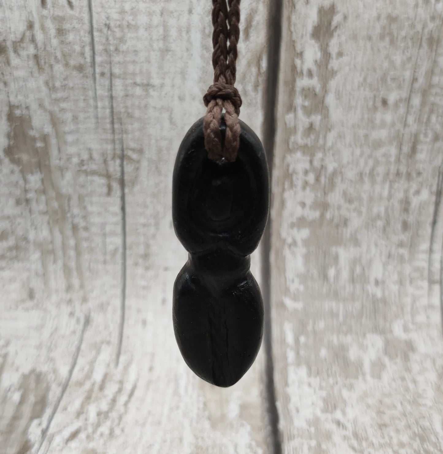 Bog Oak Goddess Pendant with Blue Kyanite & Moldavite - Handmade Jewellery.