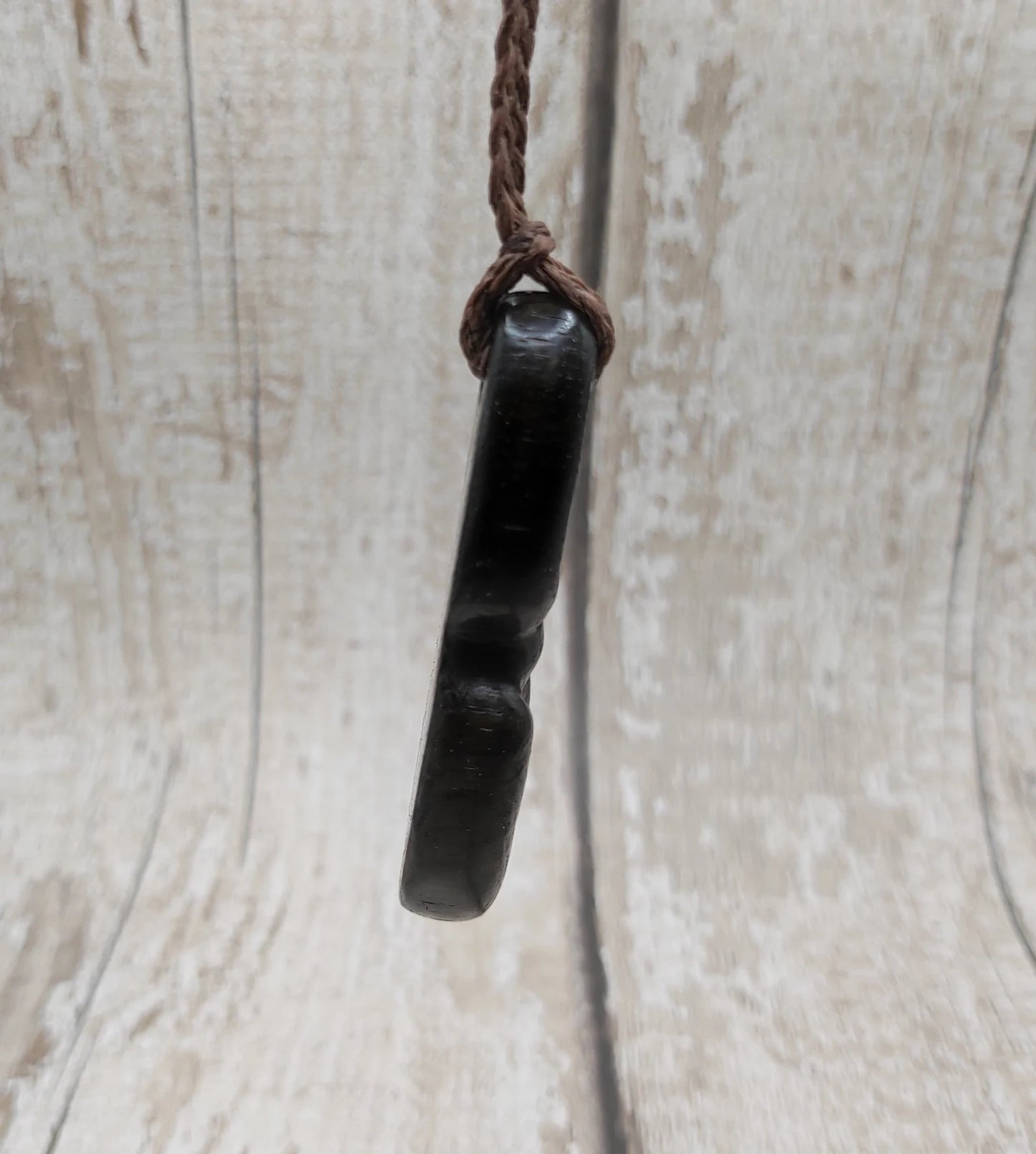 Bog Oak Goddess Pendant with Blue Kyanite & Moldavite - Handmade Jewellery.