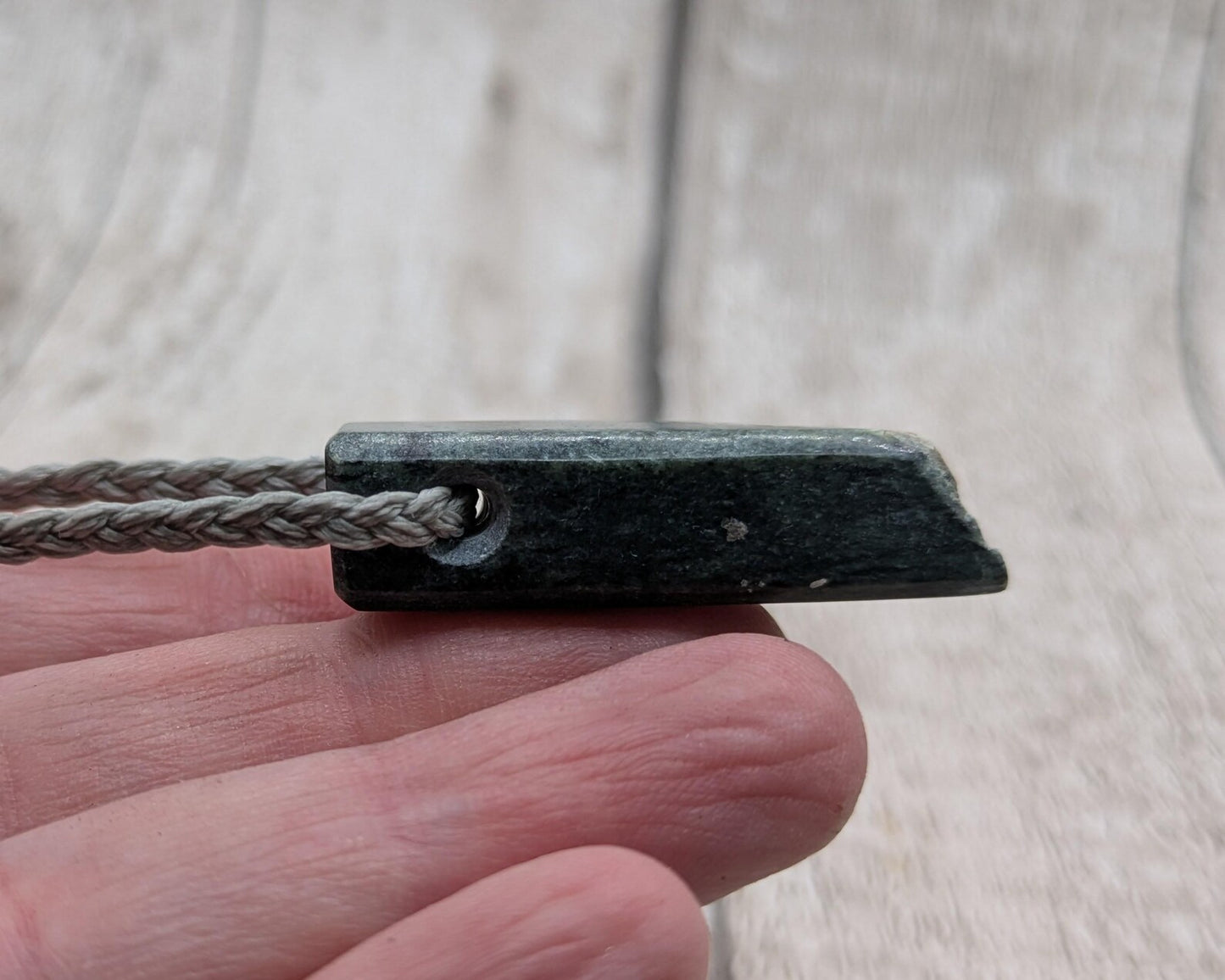 NZ Pounamu Nephrite Jade Pendant with Natural Live Edge – Greenstone Rectangular Necklace, Māori cultural Tonga - spiritual jewellery.