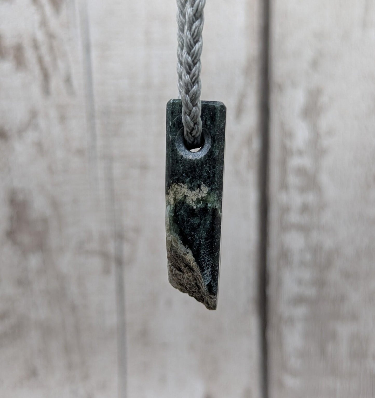 NZ Pounamu Nephrite Jade Pendant with Natural Live Edge – Greenstone Rectangular Necklace, Māori cultural Tonga - spiritual jewellery.