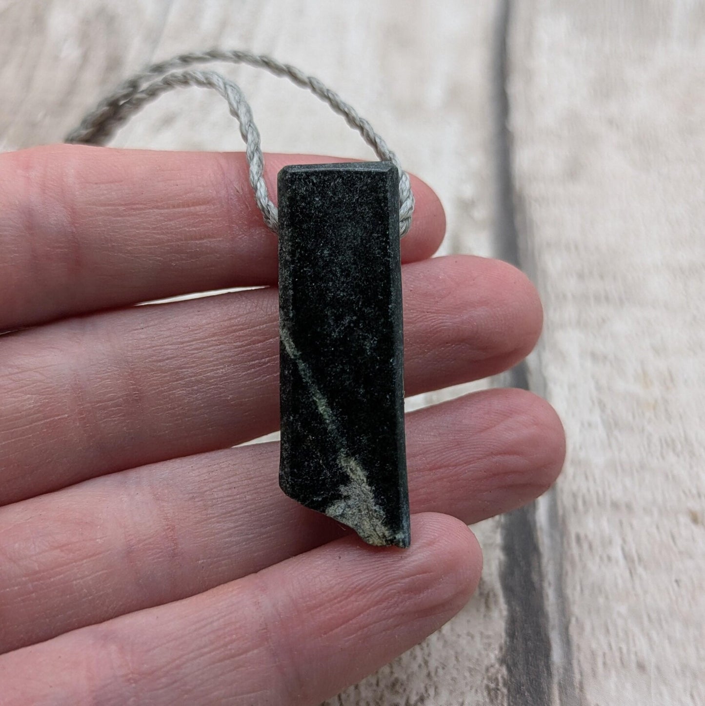 NZ Pounamu Nephrite Jade Pendant with Natural Live Edge – Greenstone Rectangular Necklace, Māori cultural Tonga - spiritual jewellery.