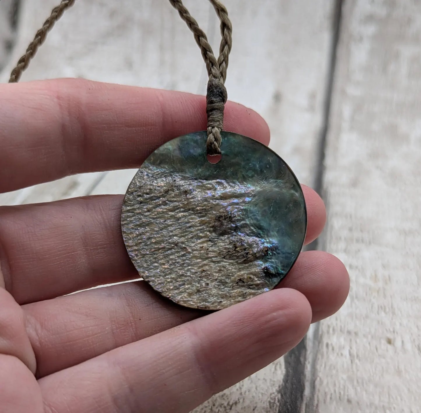 Pāua Shell Koru Spiral Pendant – Reclaimed New Zealand Abalone Shell Necklace | Upcycled Ocean Jewelry | One-Off Māori-Inspired Gift.