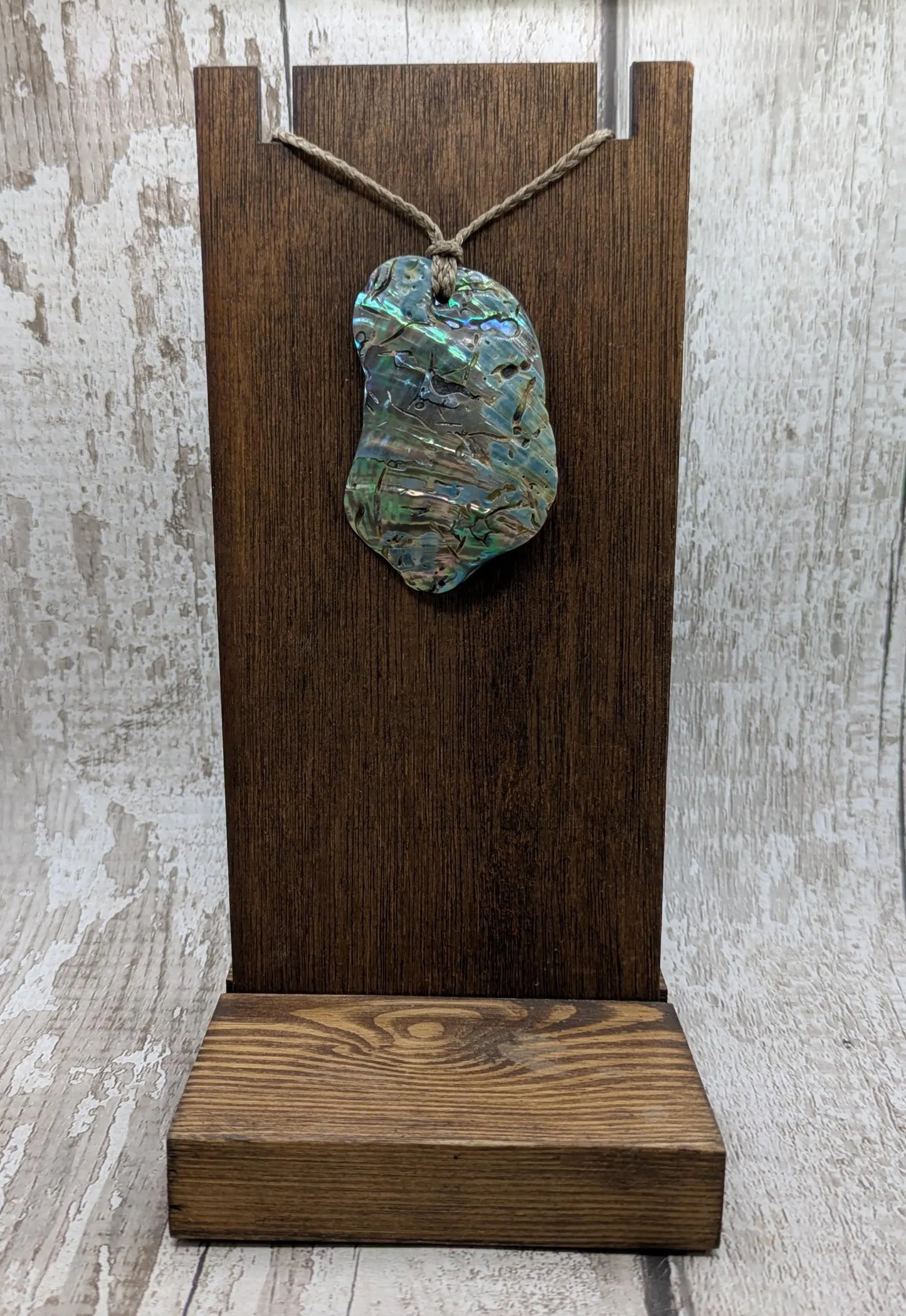 Large Freeform NZ Pāua Shell Pendant – Iridescent Abalone Statement Necklace, Natural statement Beach Jewellery.