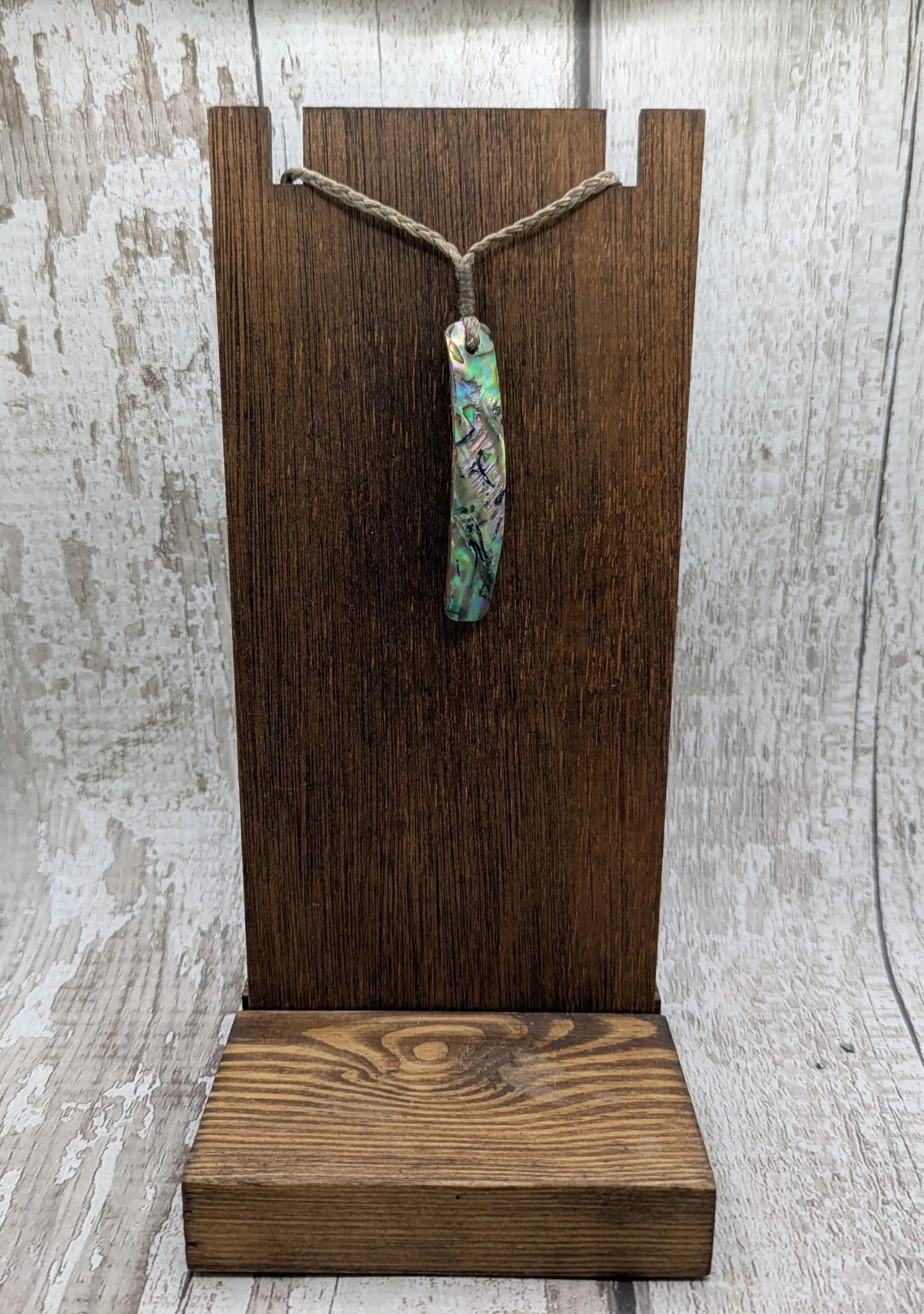 Rainbow NZ Pāua Shell Rectangular Pendant – Iridescent Abalone Statement Necklace with Natural Nacre, ocean style.
