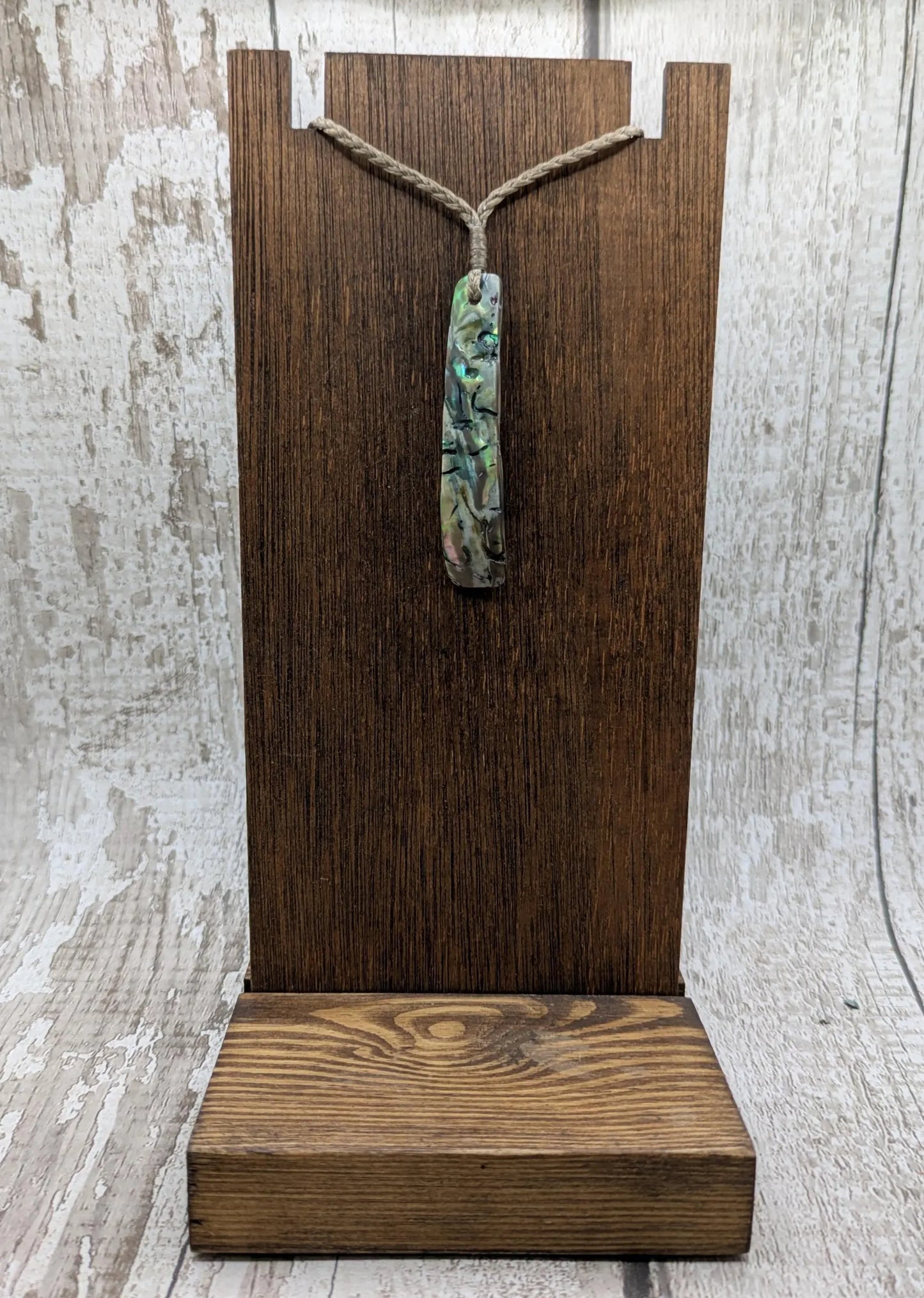 Rainbow NZ Pāua Shell Rectangular Pendant – Iridescent Abalone Statement Necklace with Natural Nacre, ocean themed.