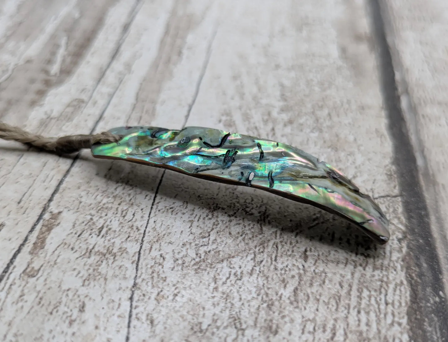 Rainbow NZ Pāua Shell Rectangular Pendant – Iridescent Abalone Statement Necklace with Natural Nacre, ocean themed.