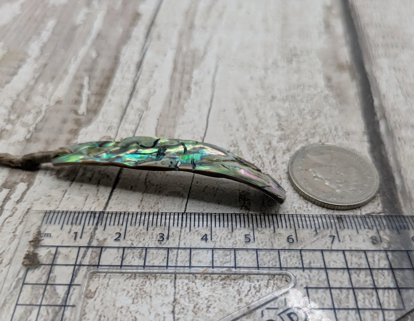 Rainbow NZ Pāua Shell Rectangular Pendant – Iridescent Abalone Statement Necklace with Natural Nacre, ocean themed.
