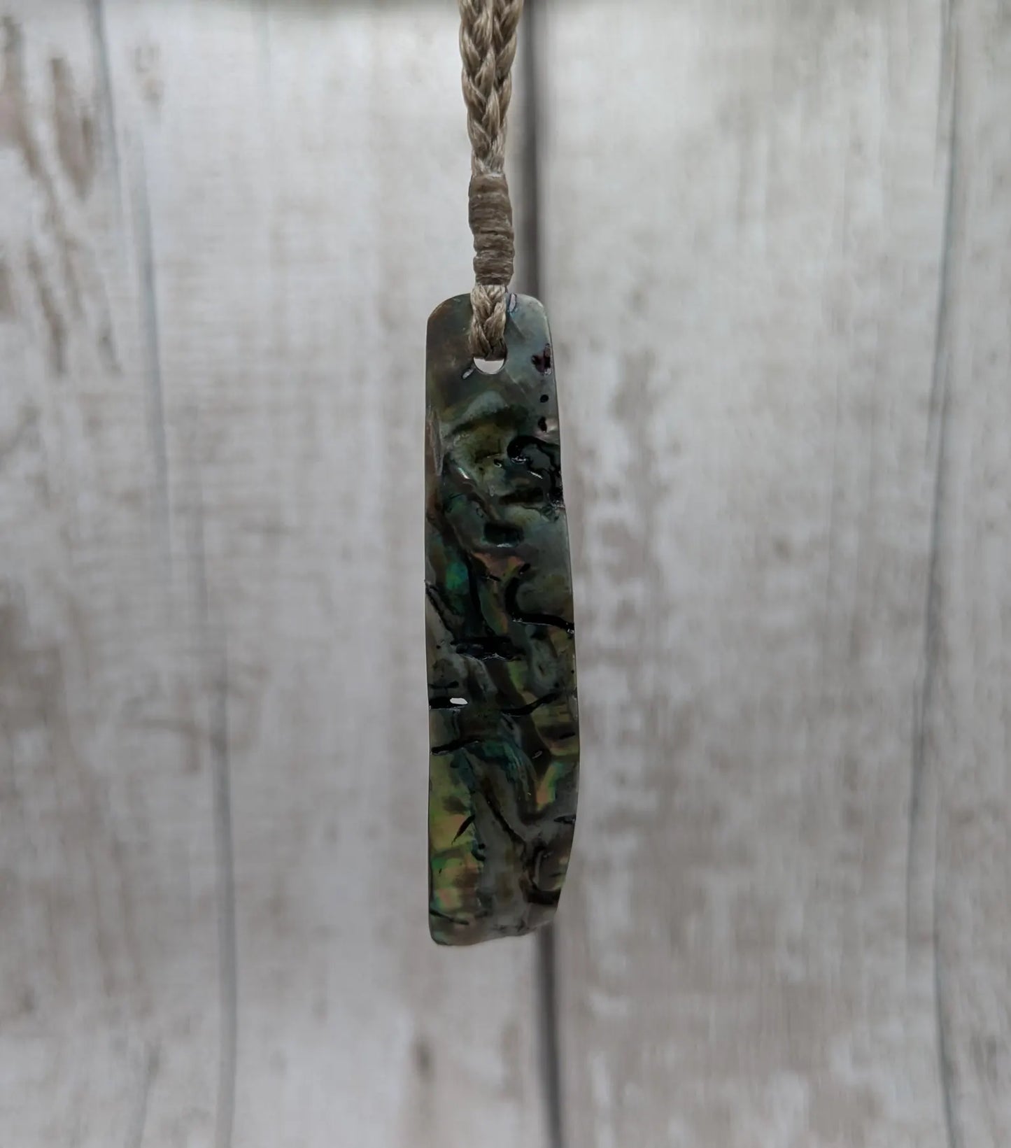 Rainbow NZ Pāua Shell Rectangular Pendant – Iridescent Abalone Statement Necklace with Natural Nacre, ocean themed.