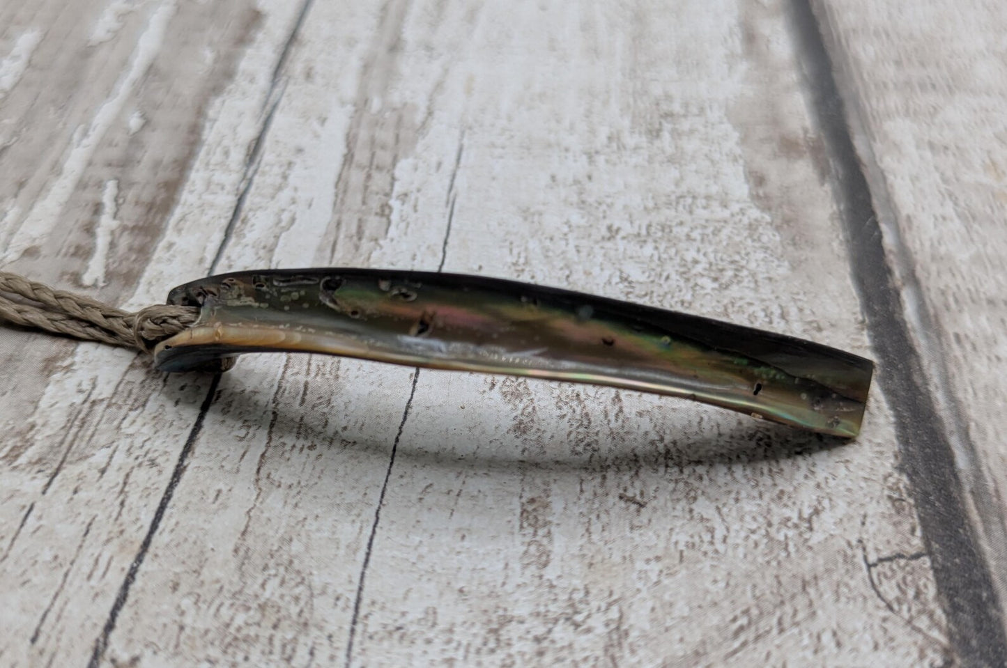 new Zealand rainbow pāua abalone shell lip rim pendant.