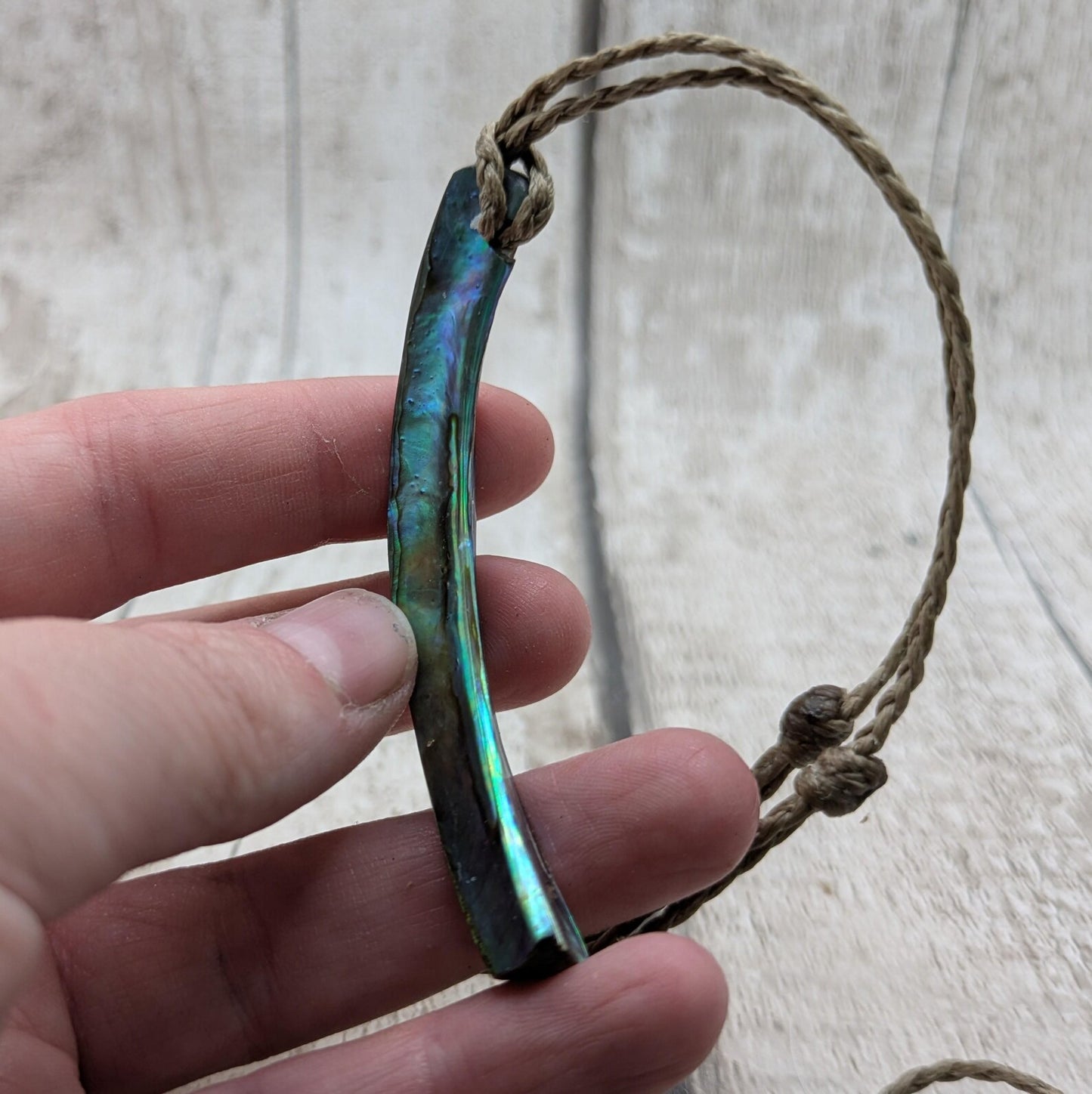 new Zealand rainbow pāua abalone shell lip rim pendant.