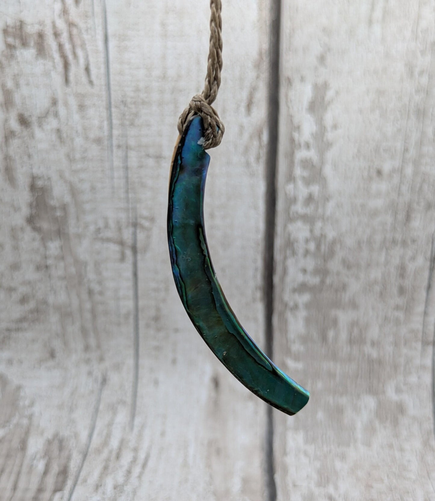 new Zealand rainbow pāua abalone shell lip rim pendant.