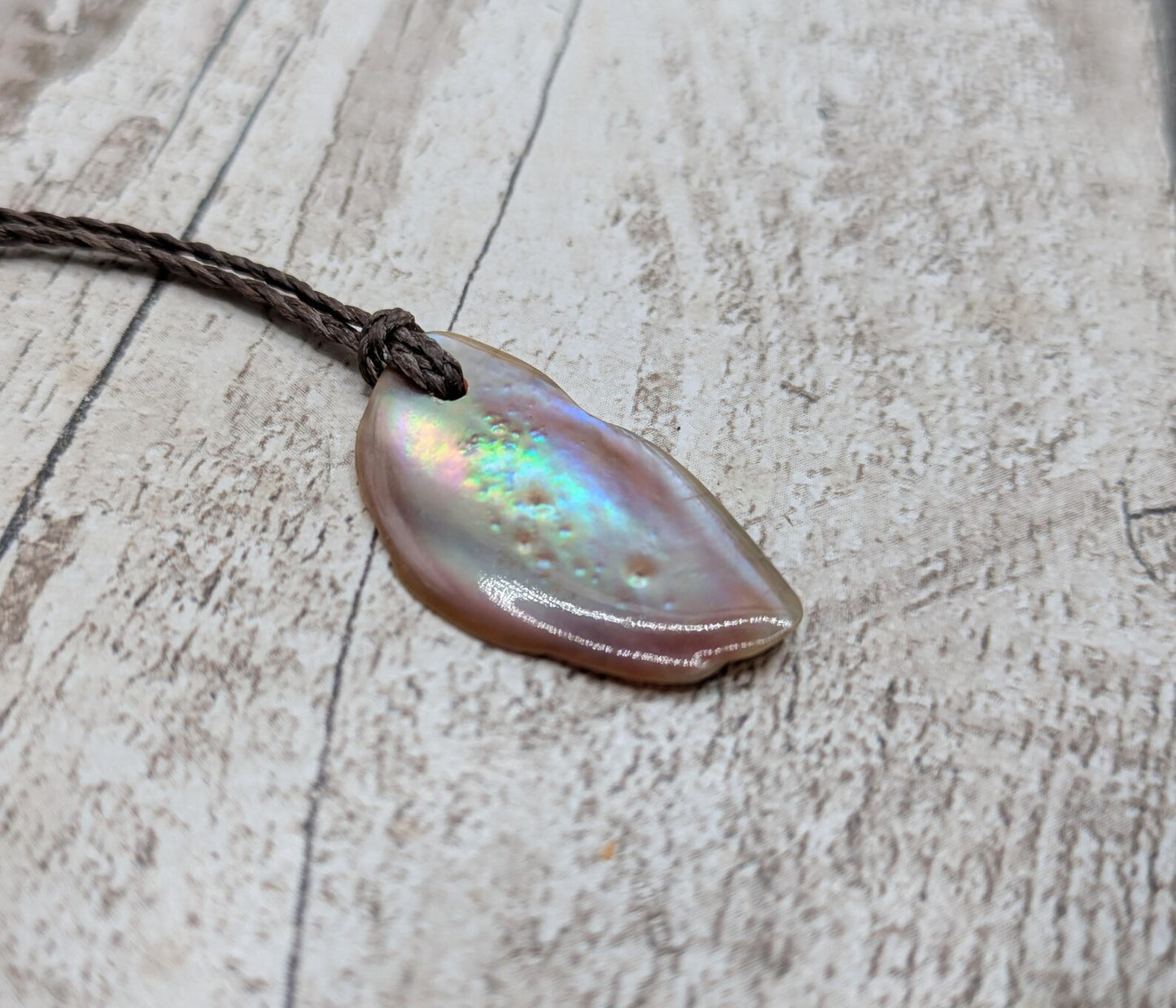 One Freeform Pink Freshwater Mussel Shell Pendant – Tumbled Natural Shell Jewelry, Affordable Ocean Treasures.