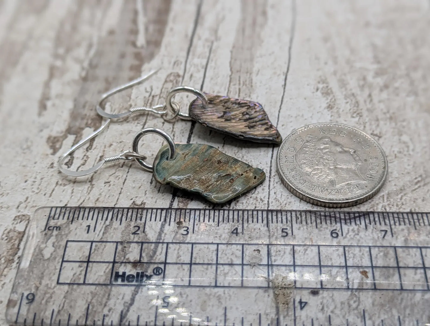 New Zealand Pāua Shell Earrings – Rainbow Abalone Free-Form Drops on Sterling Silver Hooks | Ocean Energy Jewellery.