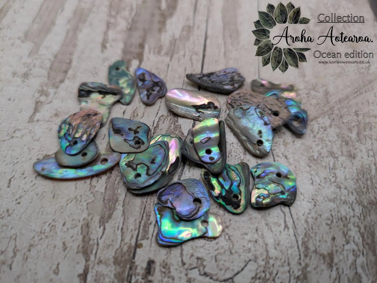 20 Rainbow NZ Pāua Shell Beads – Top-Drilled Natural Abalone for Jewelry Making & Art Projects.