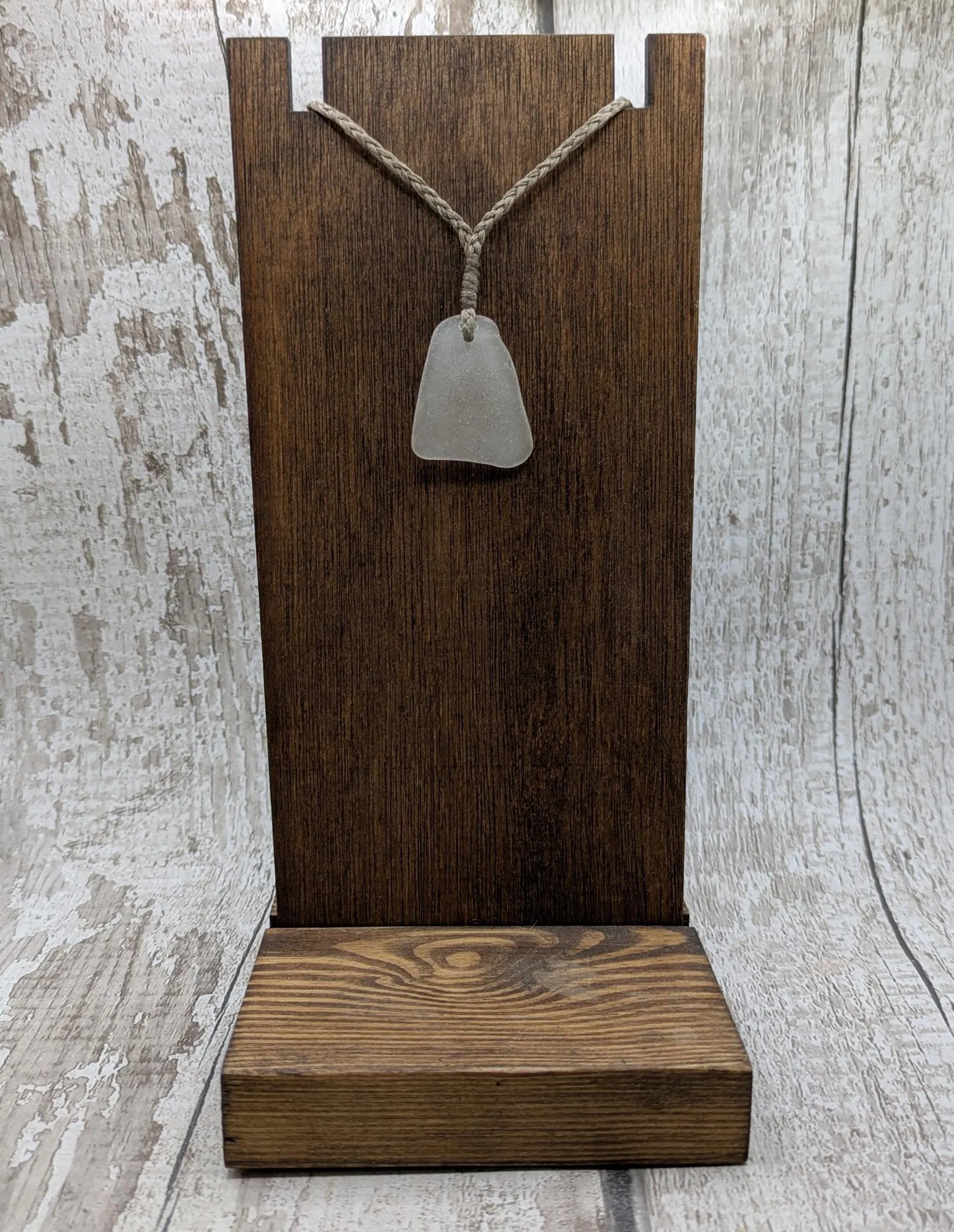 Naturally Frosted Thames Sea Glass Pendant – Teal or White Beach Glass Necklace – UK Foraged Eco Jewelry – Adjustable Cord Necklace.