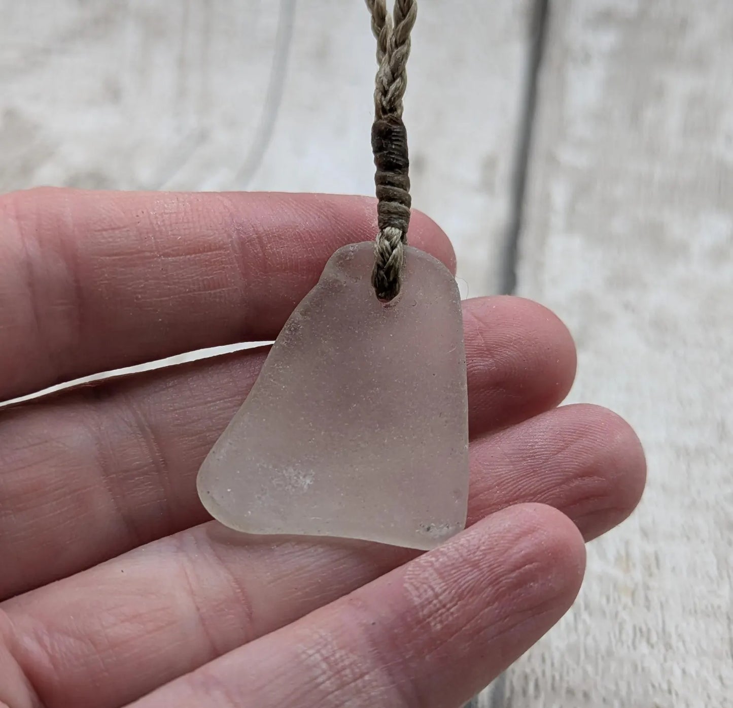 Naturally Frosted Thames Sea Glass Pendant – Teal or White Beach Glass Necklace – UK Foraged Eco Jewelry – Adjustable Cord Necklace.