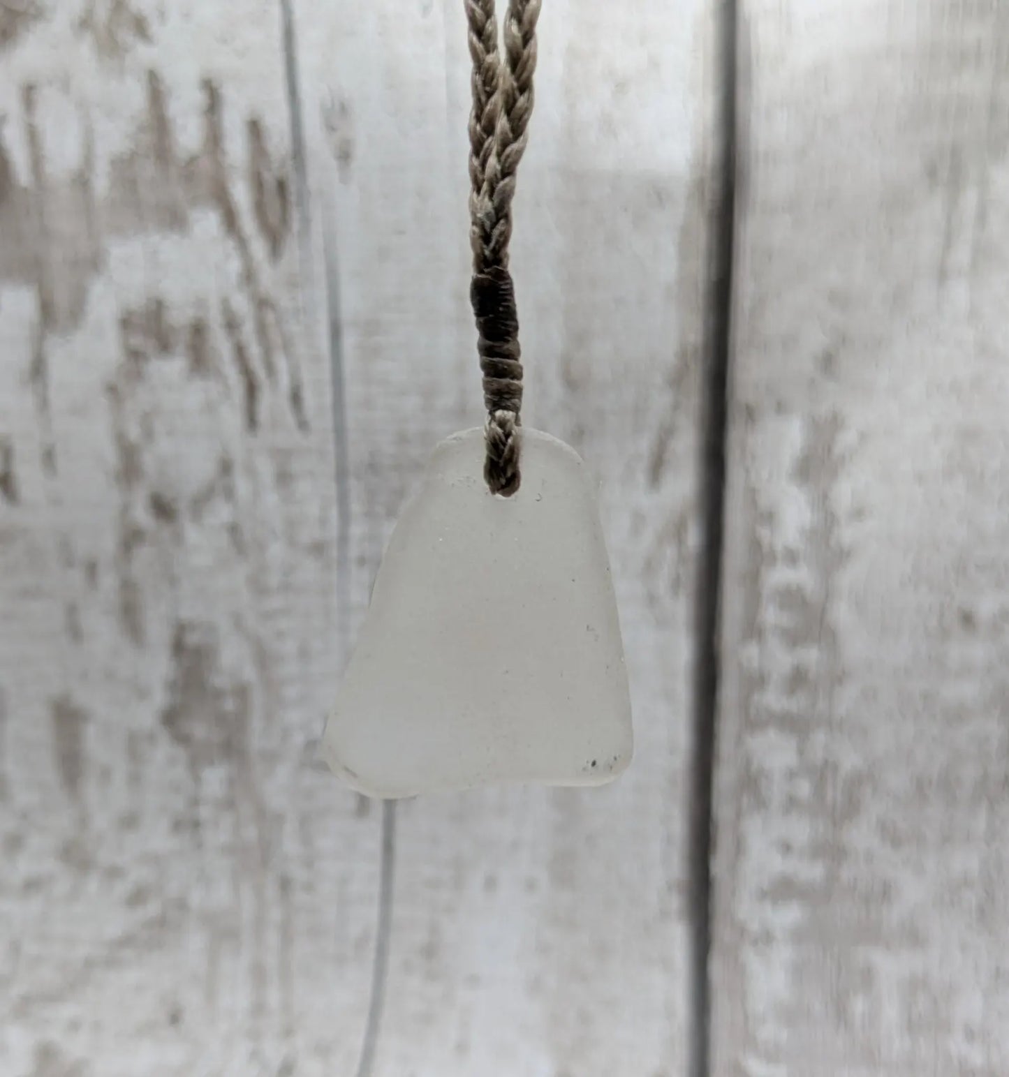 Naturally Frosted Thames Sea Glass Pendant – Teal or White Beach Glass Necklace – UK Foraged Eco Jewelry – Adjustable Cord Necklace.