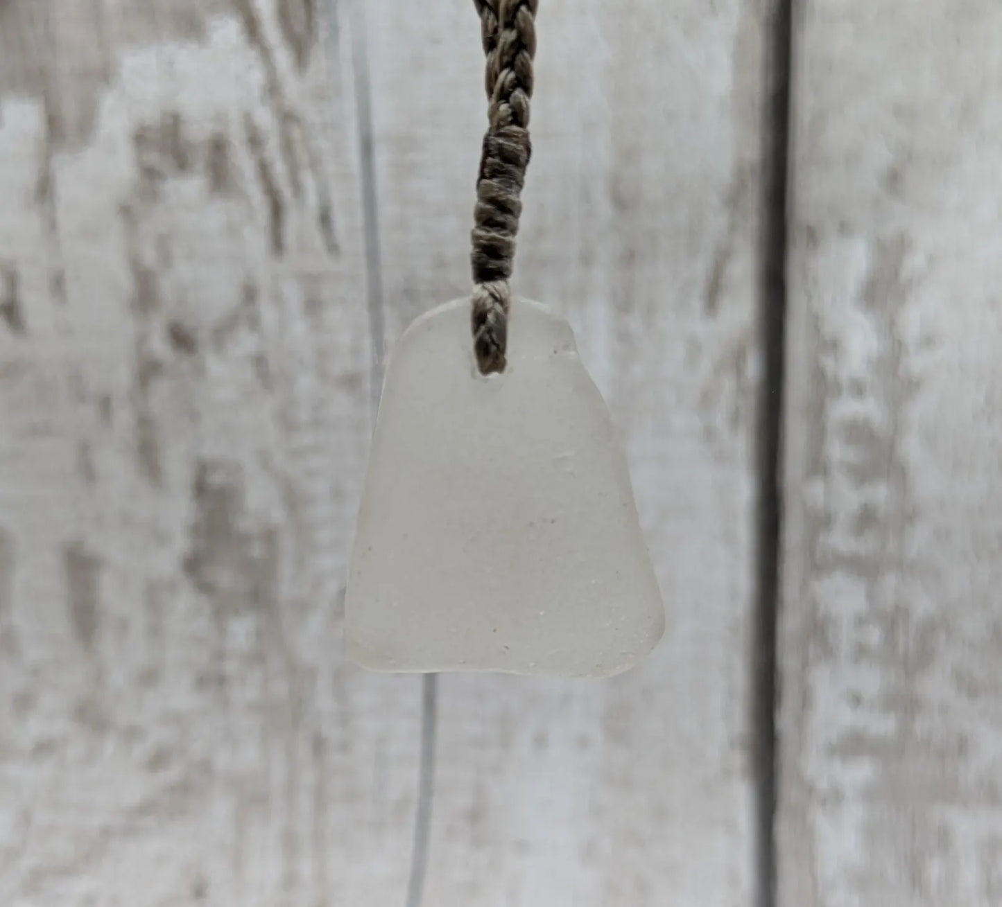 Naturally Frosted Thames Sea Glass Pendant – Teal or White Beach Glass Necklace – UK Foraged Eco Jewelry – Adjustable Cord Necklace.