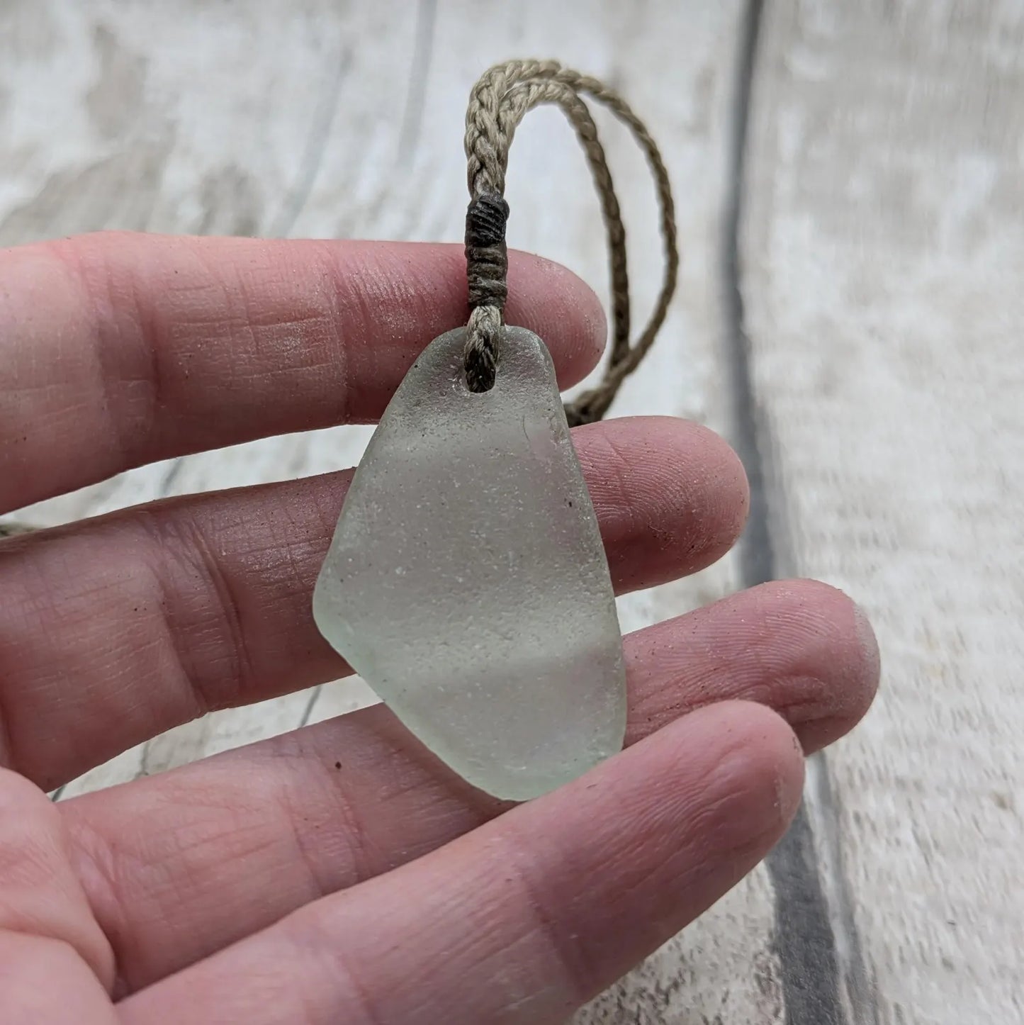 Naturally Frosted Thames Sea Glass Pendant – Teal or White Beach Glass Necklace – UK Foraged Eco Jewelry – Adjustable Cord Necklace.
