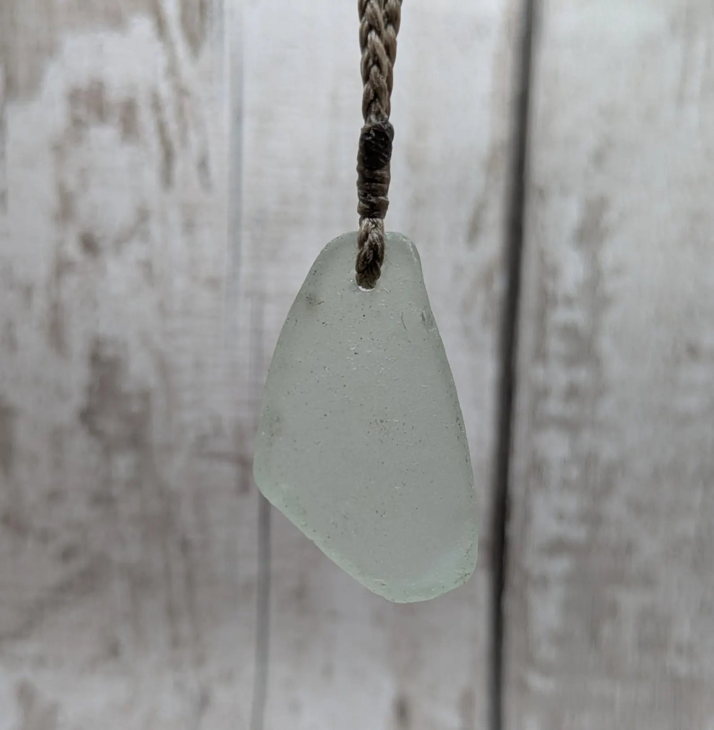 Naturally Frosted Thames Sea Glass Pendant – Teal or White Beach Glass Necklace – UK Foraged Eco Jewelry – Adjustable Cord Necklace.