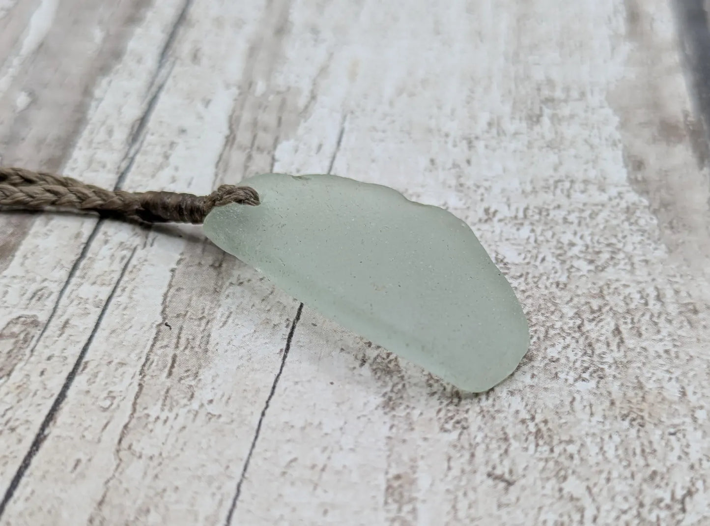 Naturally Frosted Thames Sea Glass Pendant – Teal or White Beach Glass Necklace – UK Foraged Eco Jewelry – Adjustable Cord Necklace.