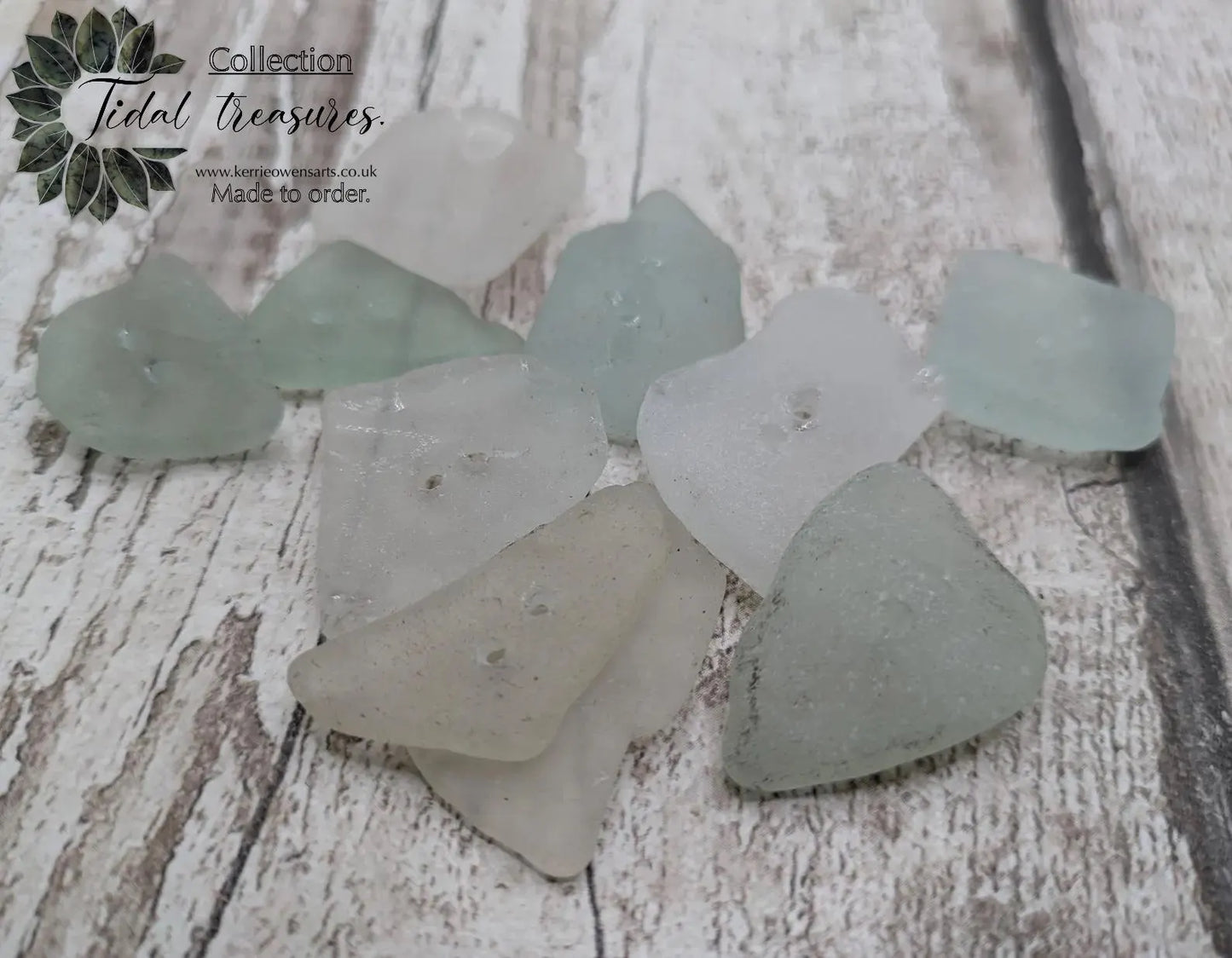 10 pack sea glass buttons, mixed pale colour.