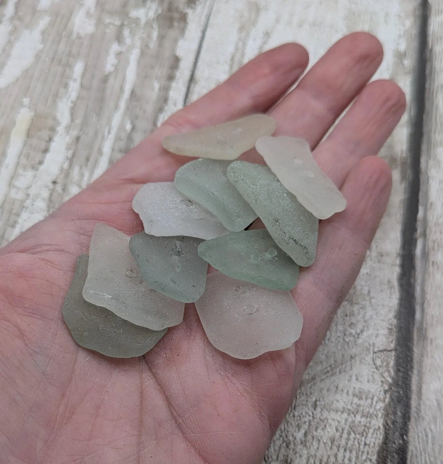 10 pack sea glass buttons, mixed pale colour.