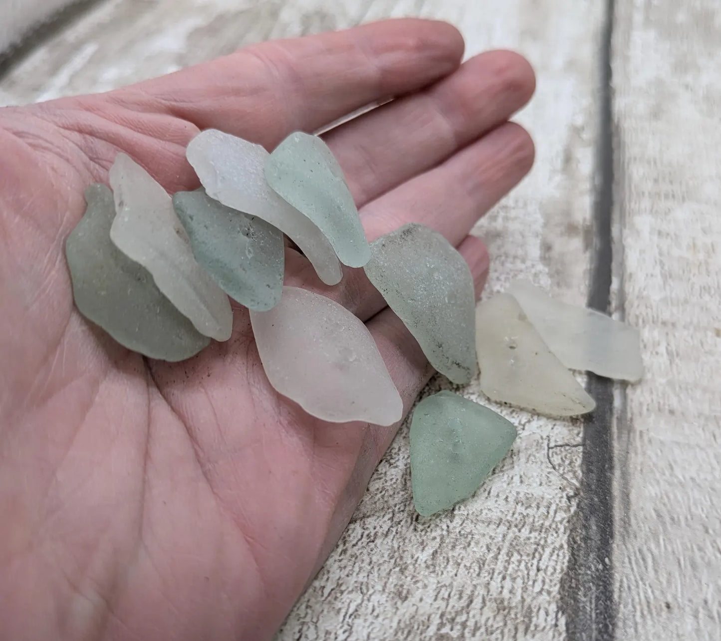 10 pack sea glass buttons, mixed pale colour.