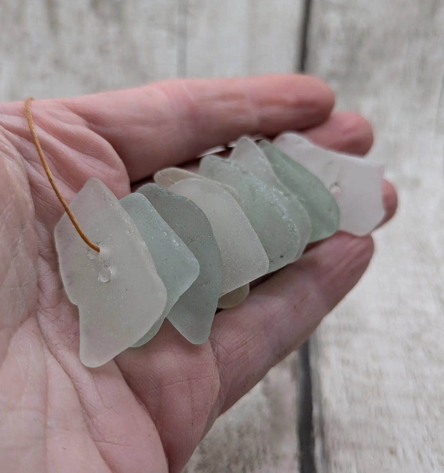 10 pack sea glass buttons, mixed pale colour.
