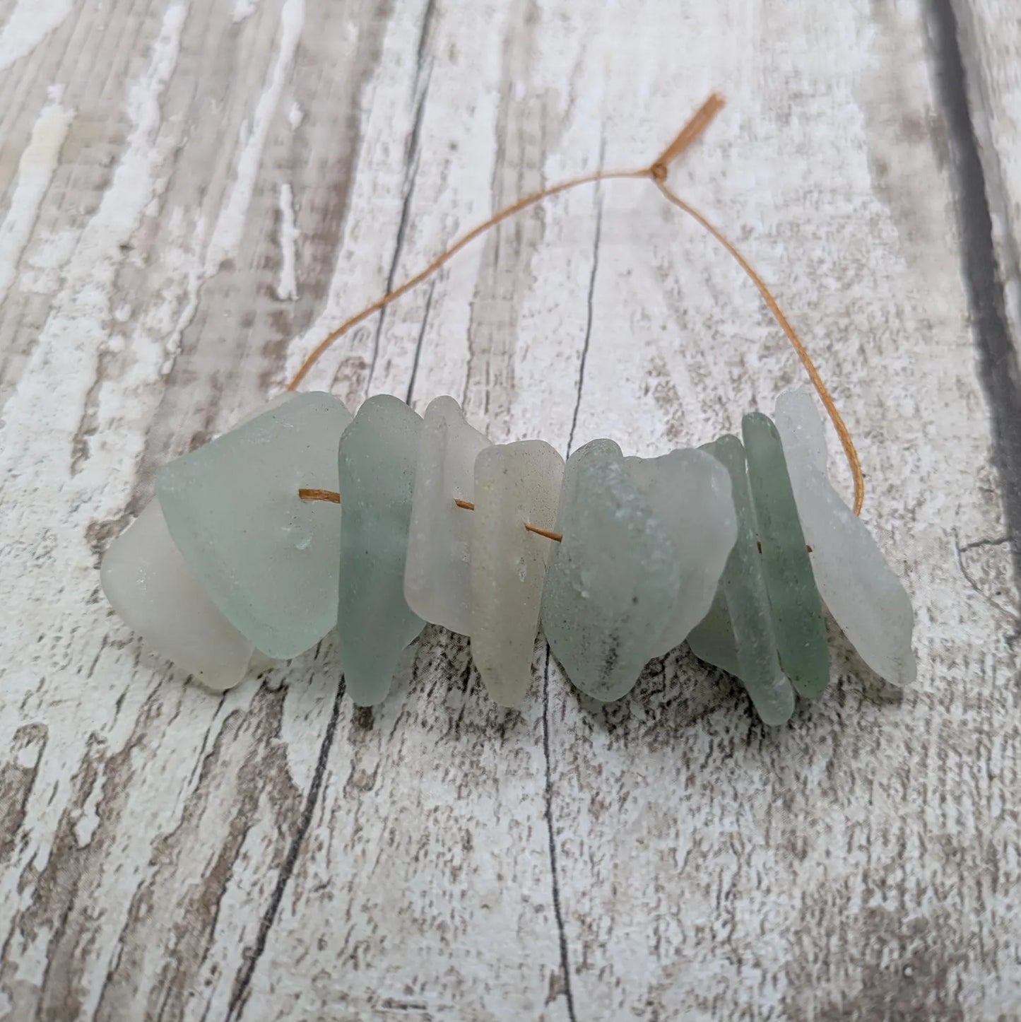 10 pack sea glass buttons, mixed pale colour.