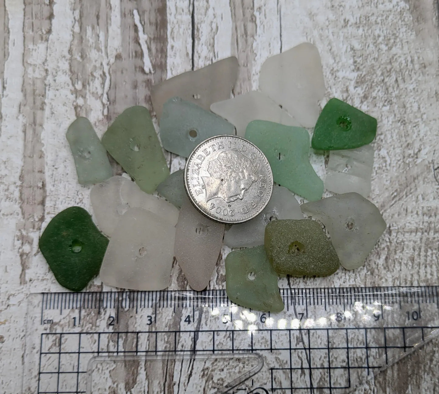 20 mixed coloured sea glass beads