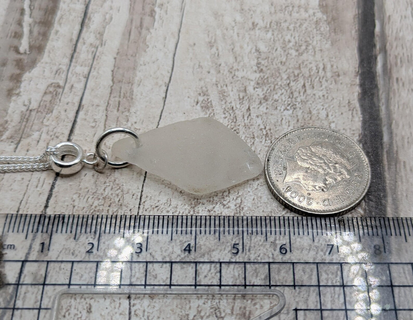 Frosted Sea Glass Necklace – Natural Thames Sea Glass Pendant on Sterling Silver Chain – Eco Beach Jewellery – Coastal Gift.